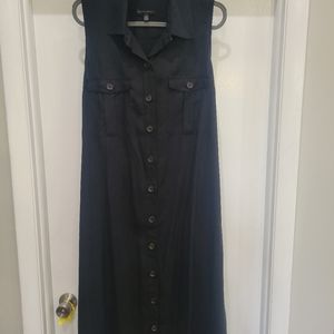 Button Down Belt Collar Dress